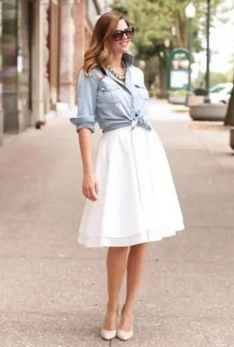 Effortless yet Pretty White Skirt Outfits