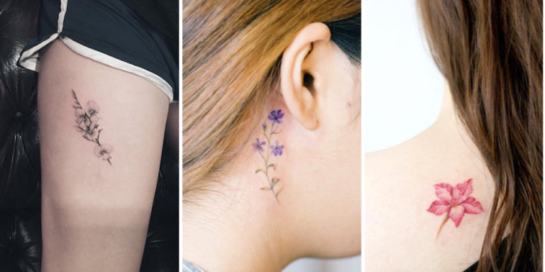 Cute Small Flower Tattoo Design for Women