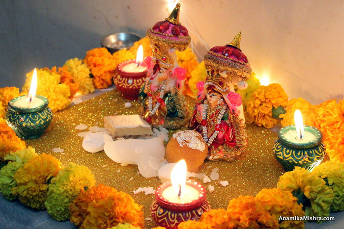Diwali Puja Decoration Photo at Home