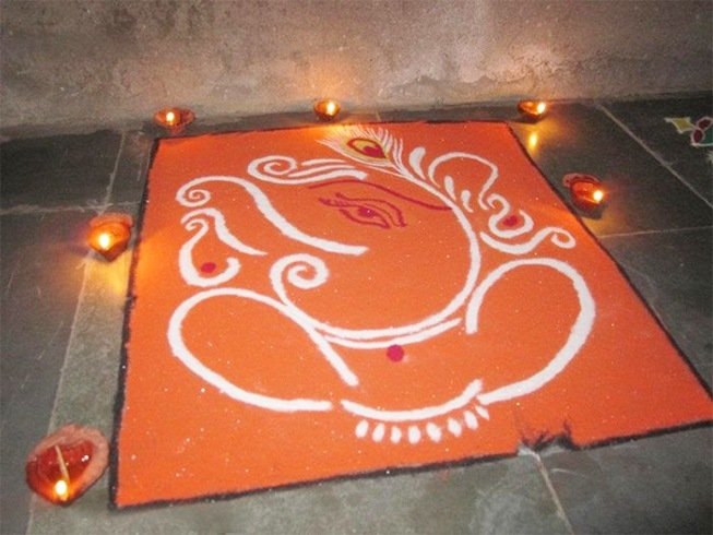 Simple Ganesha Rangoli Ideas