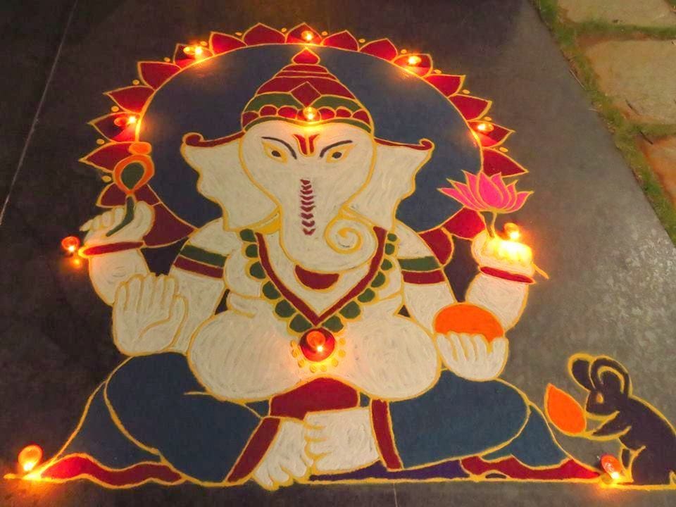 Simple Ganesha Rangoli Ideas