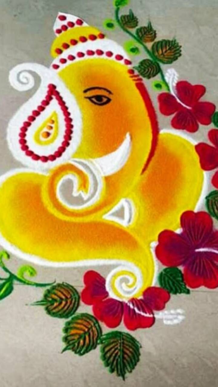 Simple Ganesha Rangoli Ideas