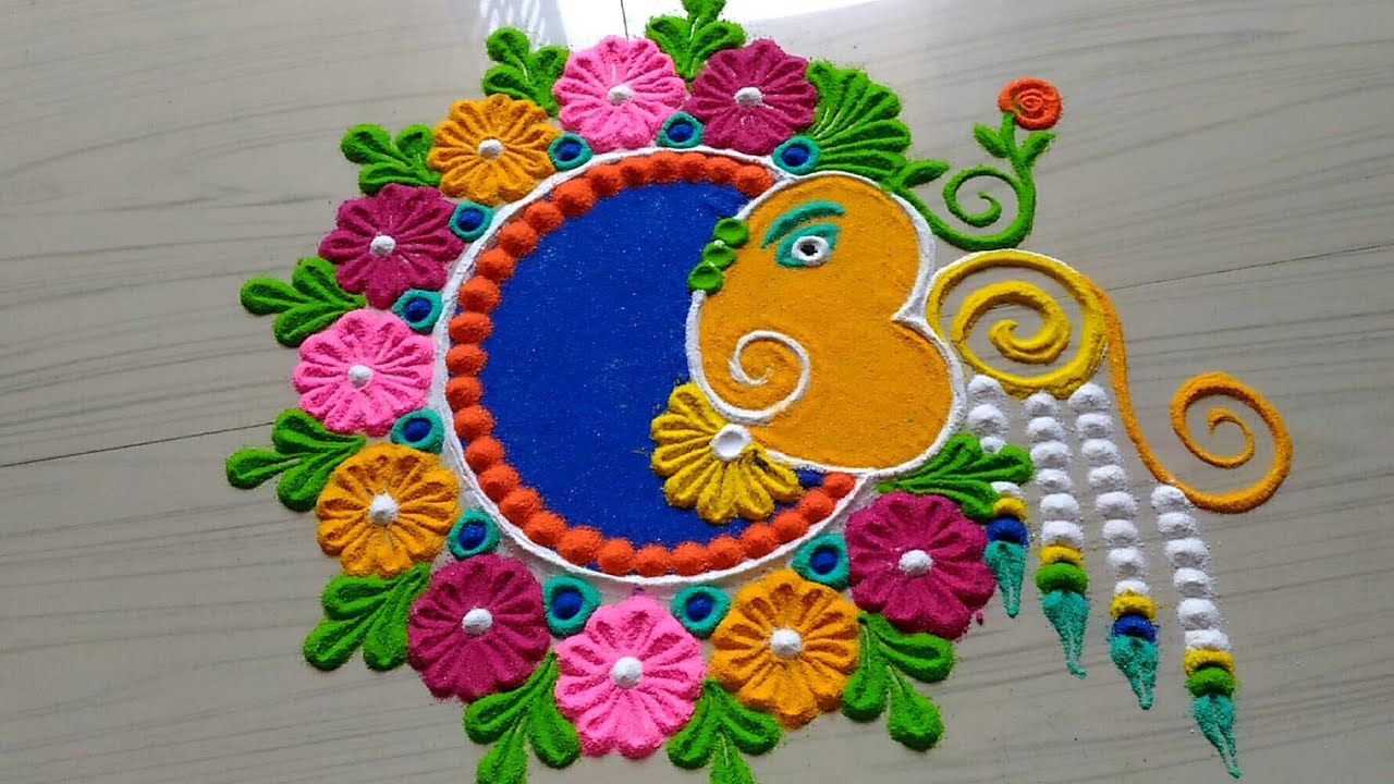 Simple Ganesha Rangoli Ideas